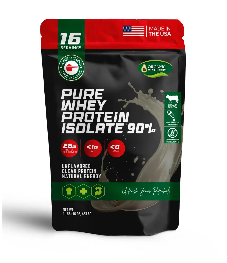 Pure Whole Whey Protein Isolate 90% (1 lbs. Unflavored)