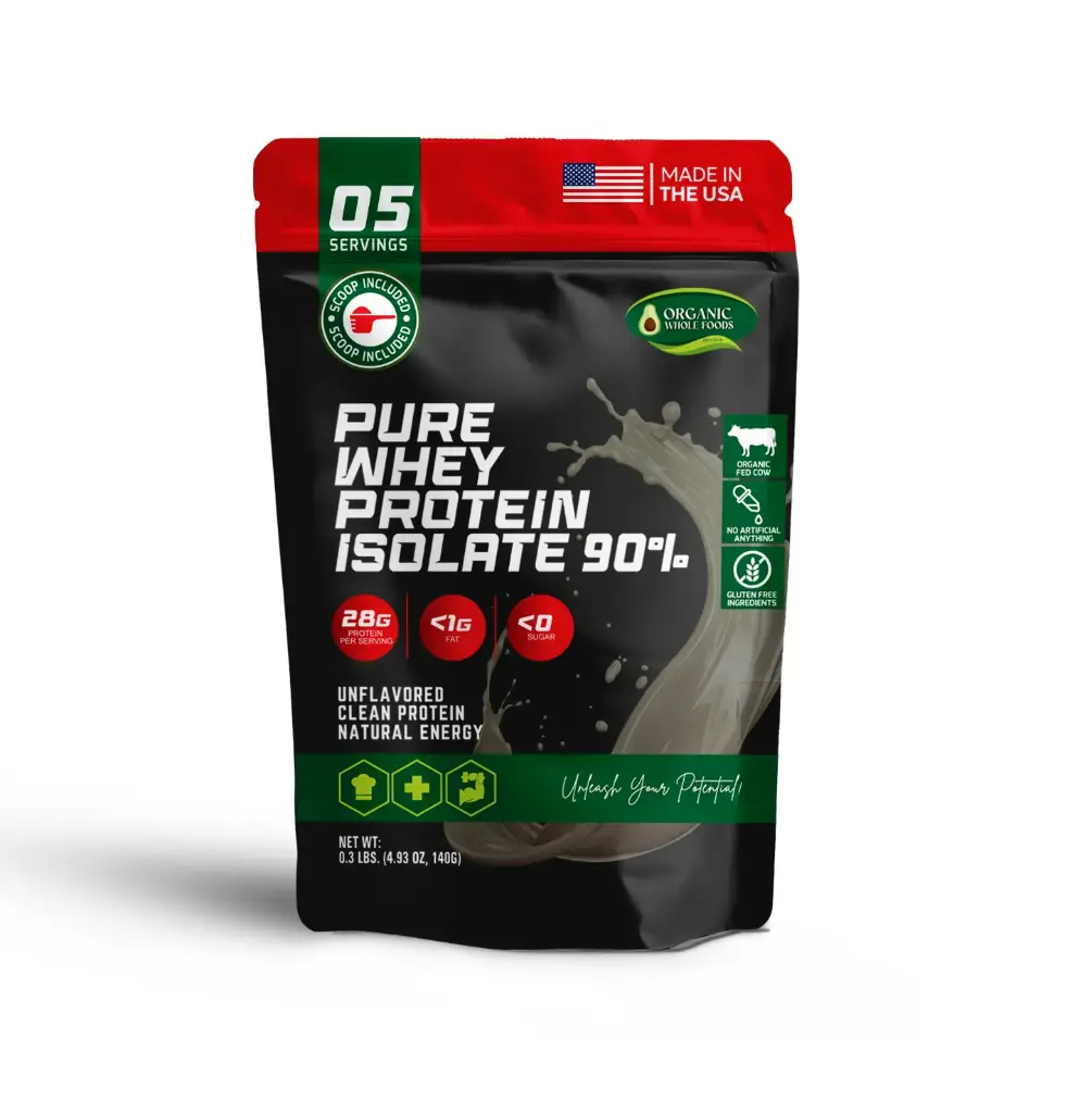 Pure Whole Whey Protein Isolate 90% (0.3 lbs. Unflavored)
