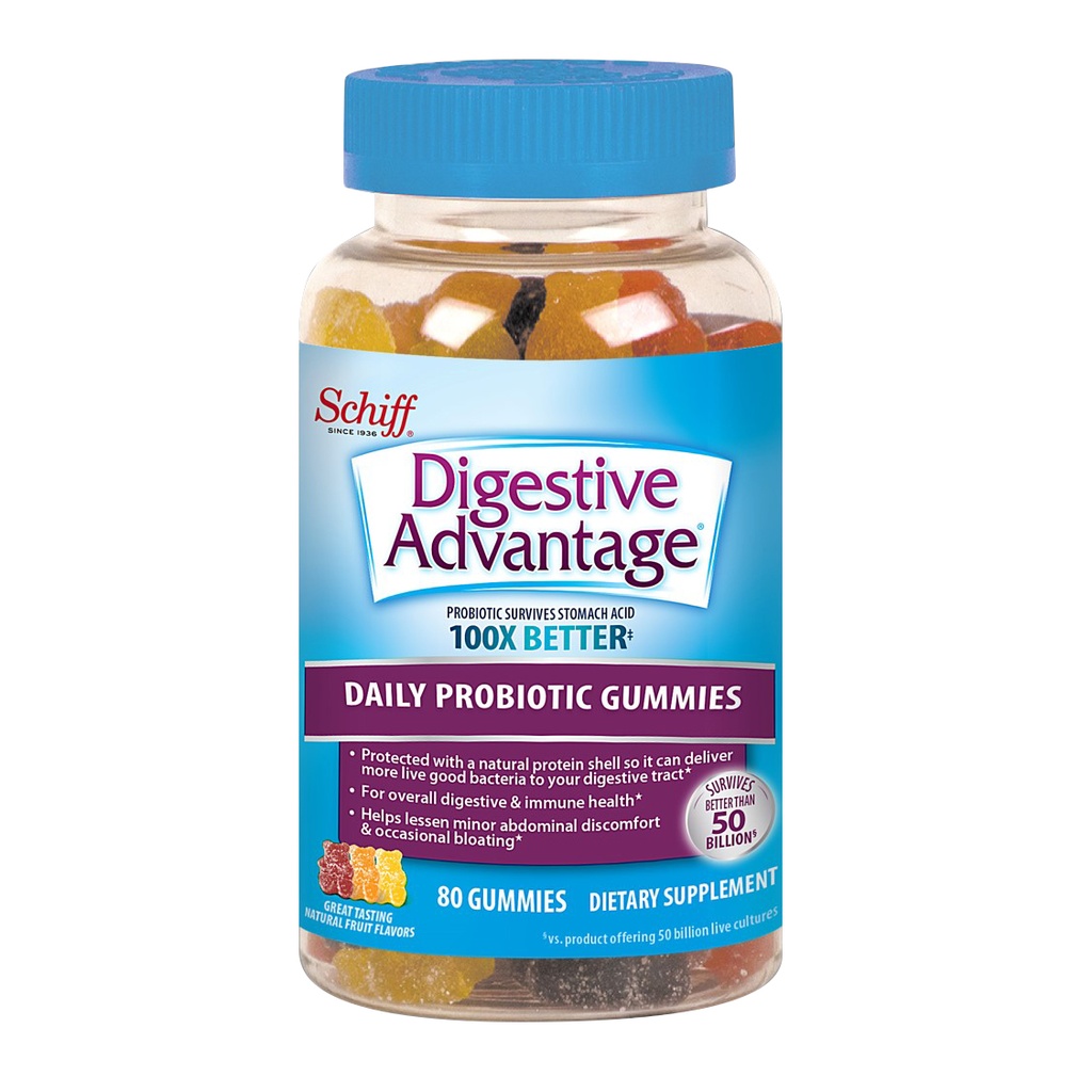 Digestive Advantage Probiotic Gummies - Fruit Flavors - 80ct