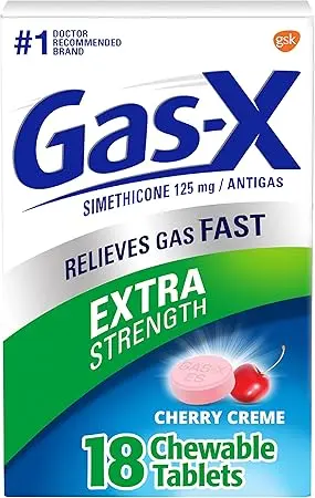 Gas-X Extra Strength Chewable Gas Relief Tablets with Simethicone 125 mg, Cherry - 18 Count