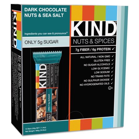 KIND Nuts and Spices Bar, Dark Chocolate Nuts and Sea Salt, 1.4 Oz.