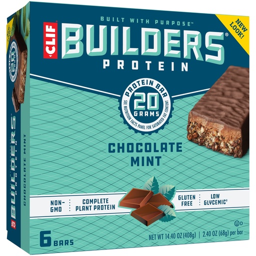 CLIF Bar Builder's Protein Bars - Chocolate Mint - 20g Protein - 6ct