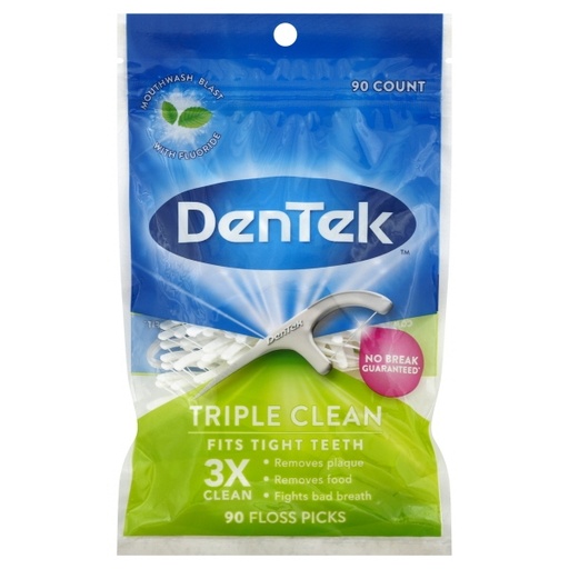 DenTek Flossers  Advanced Clean Dental Floss Picks  No Break & No Shred Floss  90 Count