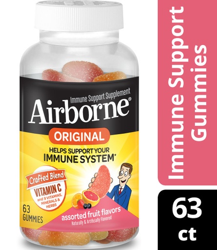 Airborne Immune Support Gummies with Vitamin C & Zinc - Assorted Fruit - 63ct