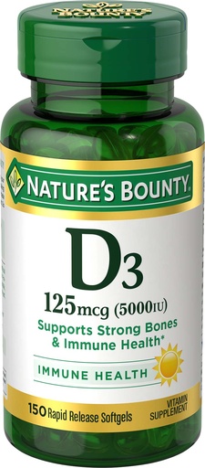 Nature's Bounty Vitamin D3 | 5000 Iu | 150 Soft Gels